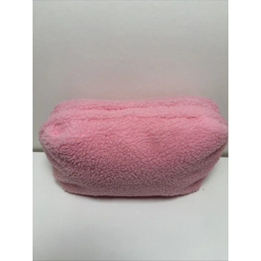 Sephora Fuzzy Sherpa Style Pink Cosmetic Travel Makeup Bag Pouch